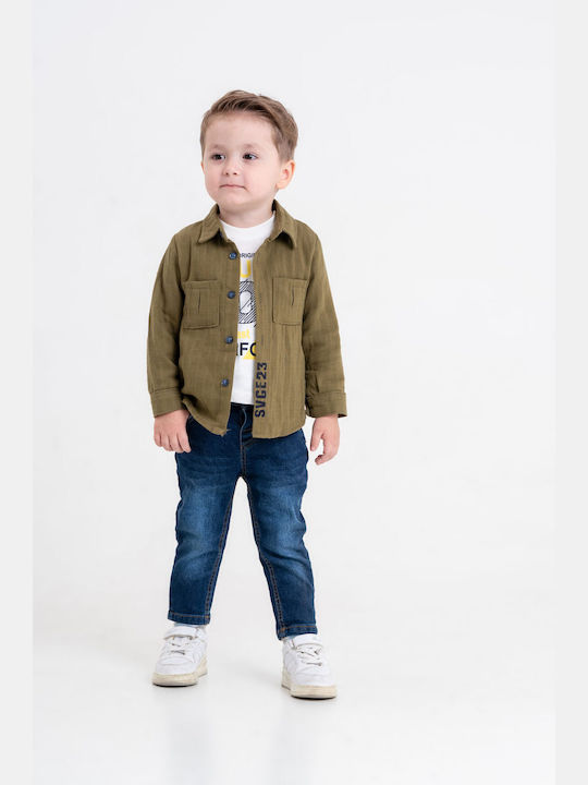 Trendy Shop Kinder Set mit Hose Winter 3Stück Khaki