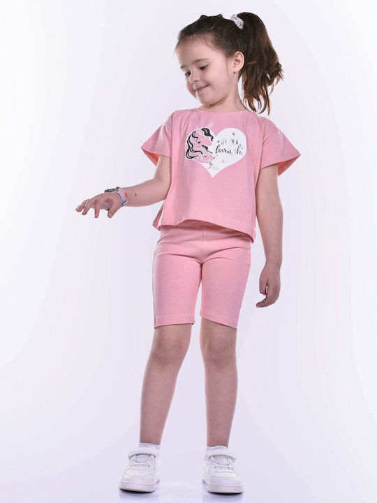 Nek Kids Wear Παιδικό Σετ με Σορτς Καλοκαιρινό 2τμχ Ροζ