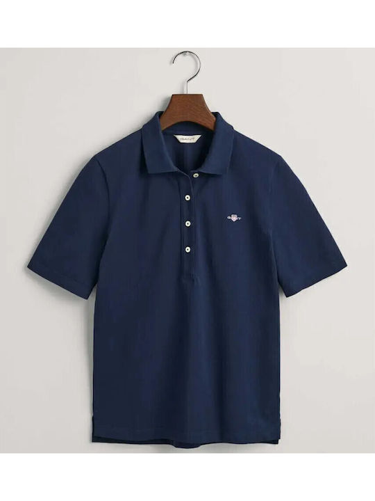 Damen Polo Bluse Kurzarm Marineblau