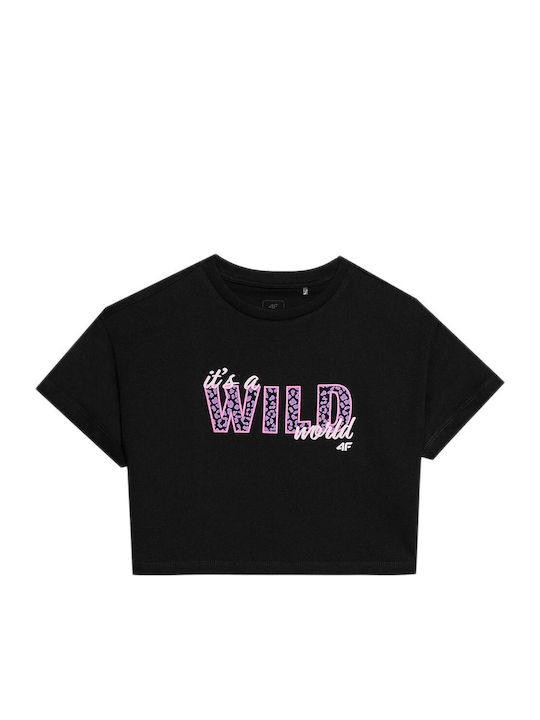 Παιδικό Crop Top Κοντομάνικο Μαύρο