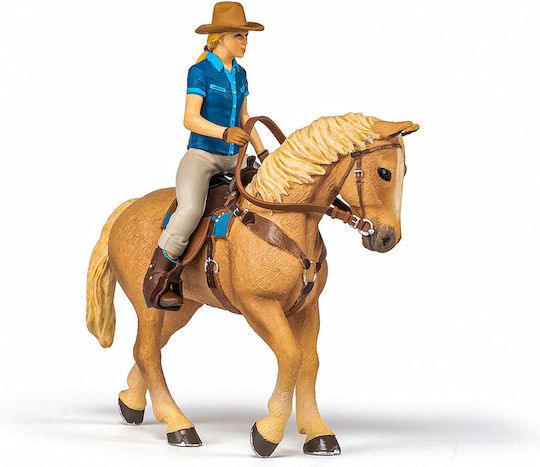 Papo Calul Vestului Sălbatic Și Cowgirl Pentru 3+ Ani 19 Cm