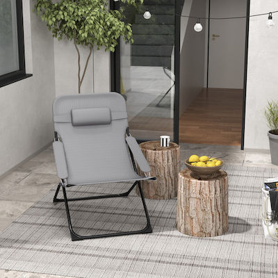 Outsunny Lounger-Armchair Beach Gray 69x91x96cm