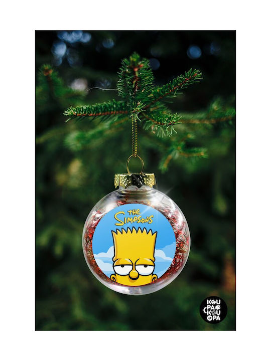 The Simpsons Bart Christmas Hanging Ball Ornament Plastic Transparent With Gold Dust With Beads Transparent