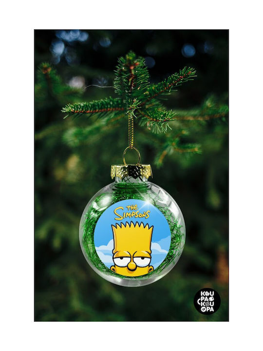 The Simpsons Bart Christmas Hanging Ball Ornament Plastic Transparent With Gold Dust With Beads Transparent