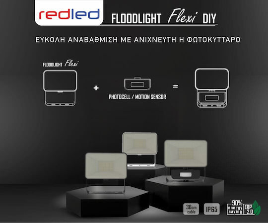 Redled Wasserdichter LED Flutlichter 20W Kaltweiß 6500K mit Bewegungssensor und Fotowiderstand IP65