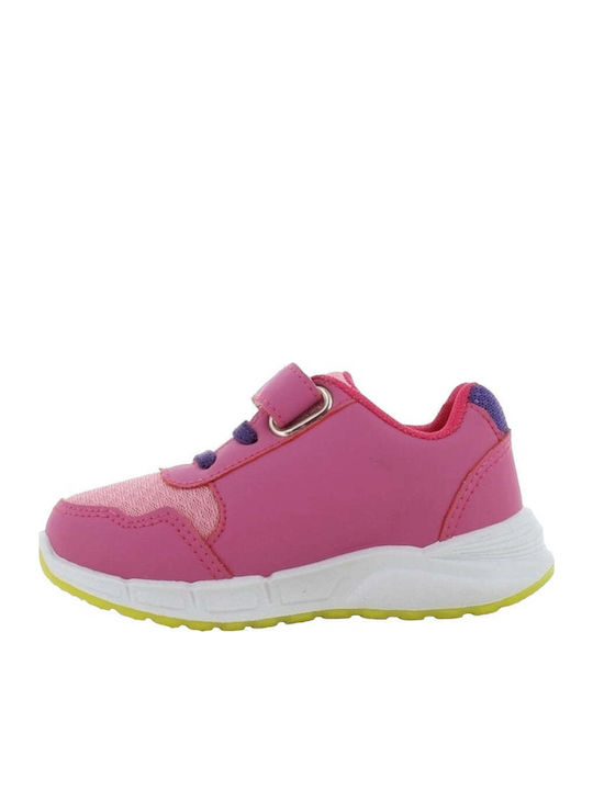 Mickey Mouse Παιδικά Sneakers Ανατομικά με Σκρατς & Φωτάκια Φούξια
