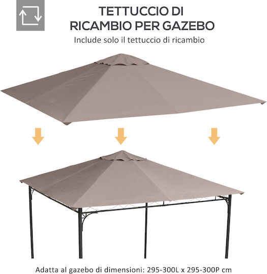 Outsunny Gazebo Cover for Kiosk Beige 3x3m