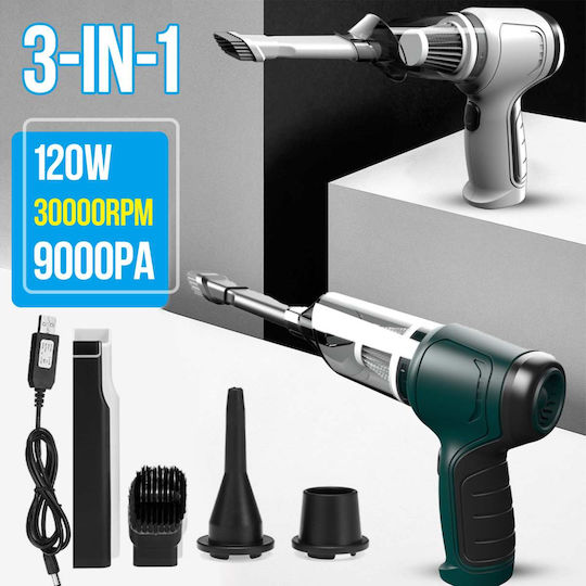 Aspirator De Mână Și Suflantă Pentru Mașini 2 În 1 Cu Cablu De Brichetă 12V 120W Alb
