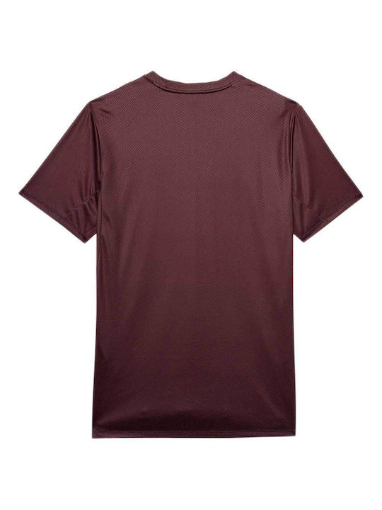 4F Men's Athletic Short Sleeve Blouse Burgundy