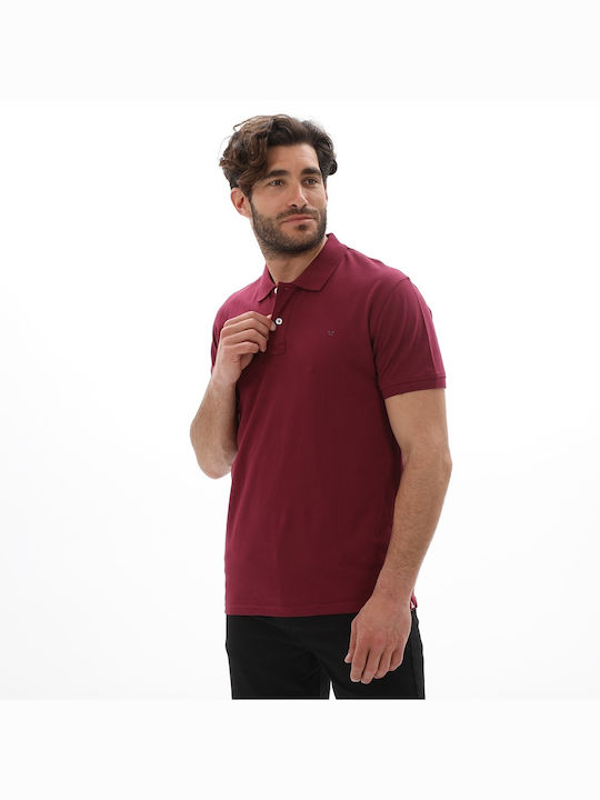 Van Hipster Bluza Bărbătească cu Mânecă Scurtă Polo Bordeaux