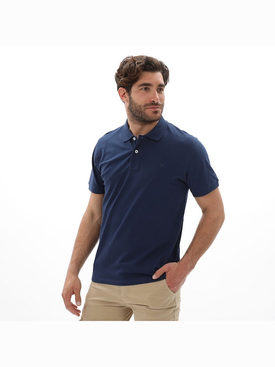 Van Hipster Bluza Bărbătească cu Mânecă Scurtă Polo BLUE