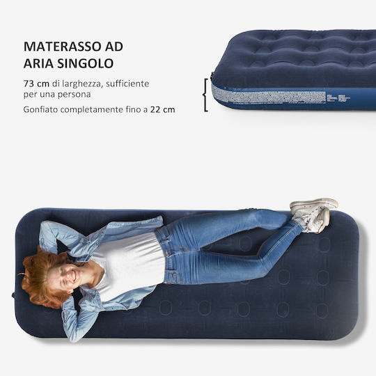 Outsunny Inflatable Single Air Mattress with Hand Pump 191x73x22cm Blue