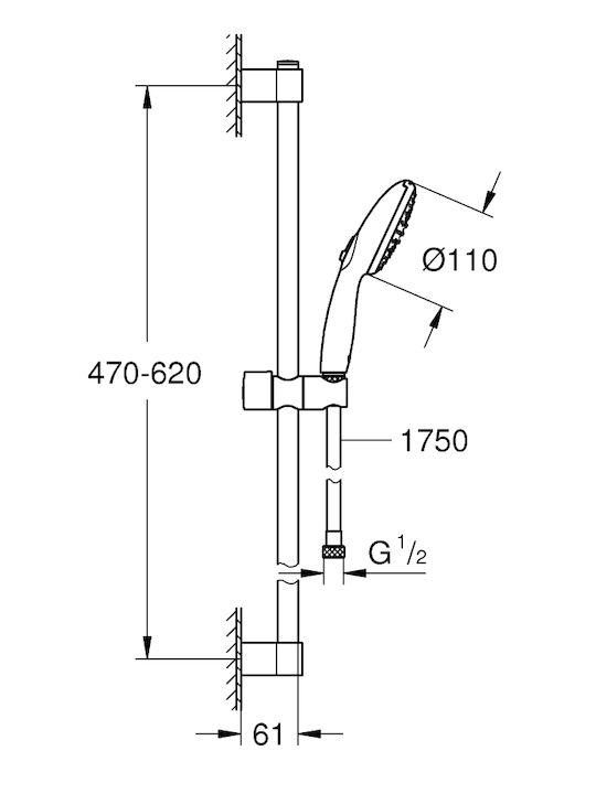 Grohe Tempesta Shower Column without Mixer Silver