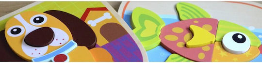 Wooden Kids Peg Puzzle Fish 8pcs Joueco