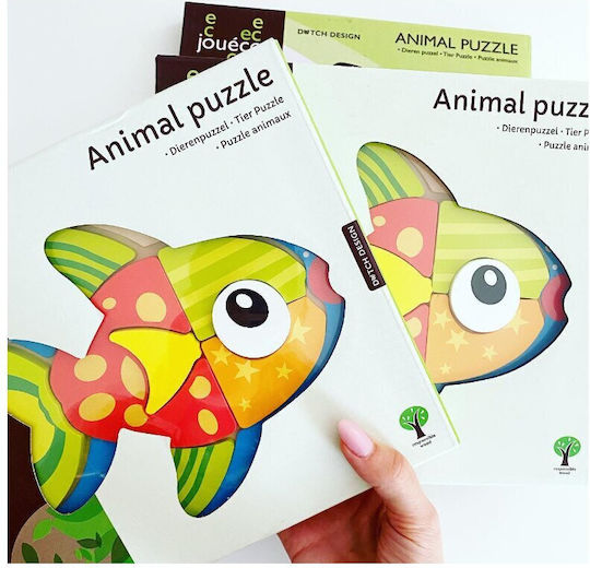 Wooden Kids Peg Puzzle Fish 8pcs Joueco