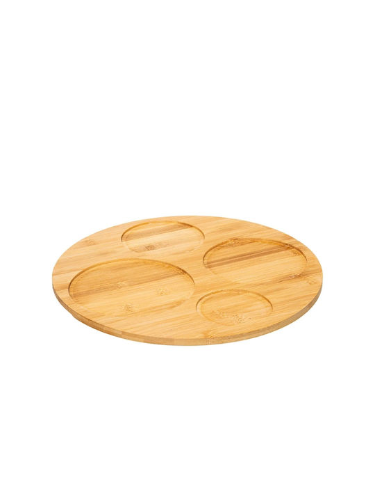 Secret de Gourmet Wooden Dessert Divided Serving Plate with 4 Slots Black Ø33cmxY10cm 5pcs