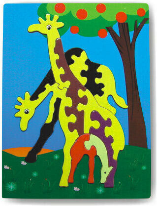 Wooden Kids Peg Puzzle Wooden Puzzle Giraffes for 2+ Years 12pcs Anelixi