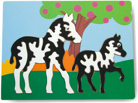 Wooden Kids Peg Puzzle Wooden Puzzle Zebras for 2+ Years 12pcs Anelixi