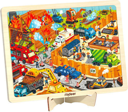 Ξύλινο Παιδικό Puzzle Construction Site για 4+ Ετών 100pcs MiDeer