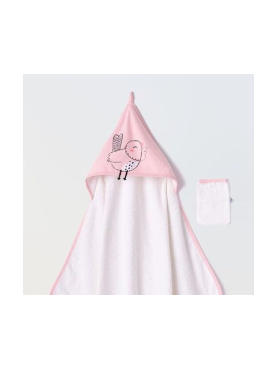 Evita Hooded Baby Bath Towel Pink