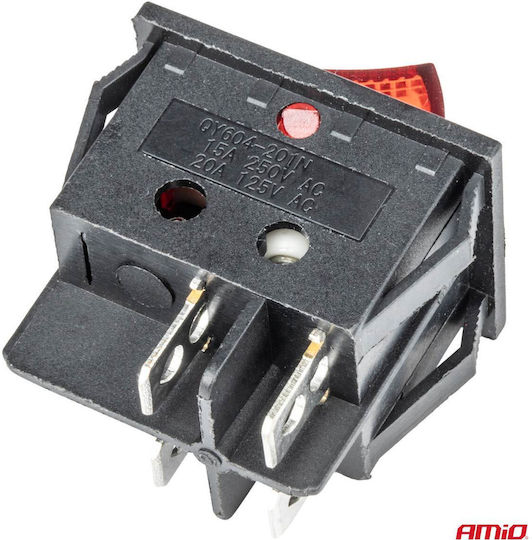 AMiO Διακόπτης On/Off Αυτοκινήτου 12V-24V Universal Mercedes-Benz V Κόκκινο