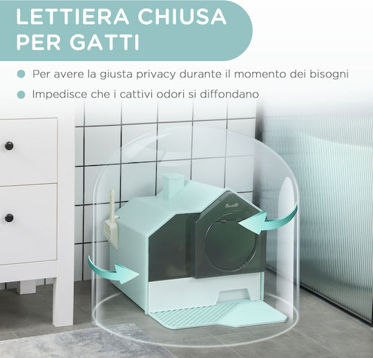Pawhut Cat Toilet Closed Light Blue L47 x W45 x H42cm