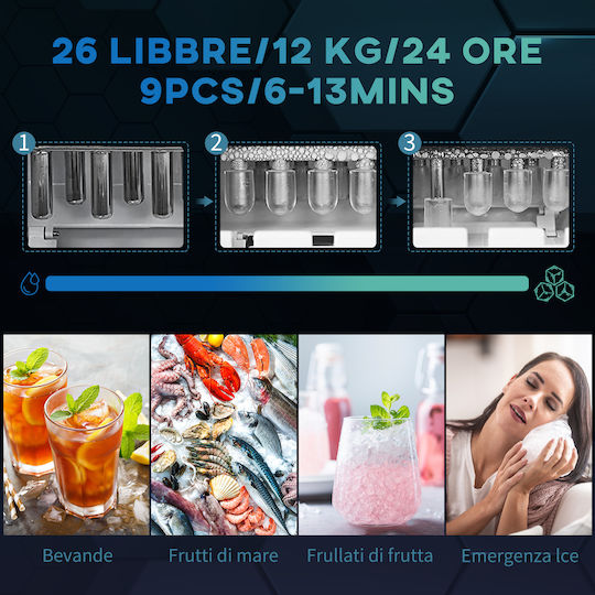 HomCom Παγομηχανή με Χωρητικότητα 12kg