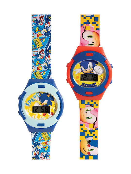 AS Kinder-Digitaluhr Sonic mit Kautschuk/Plastikarmband Mehrfarbig Verschiedene Designs/Sortimente von Designs) 1Stück