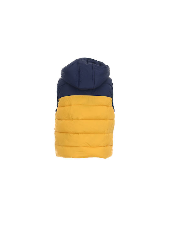 Angelbox Kids Casual Jacket Sleeveless with Hood Yellow-blue Dark