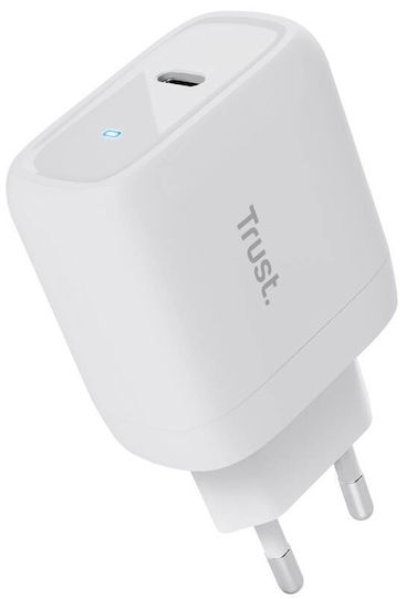 Trust Φορτιστής με Θύρα USB-C και Καλώδιο USB-C - USB-C 45W Power Delivery Λευκός (Maxo)
