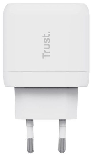 Trust Φορτιστής με Θύρα USB-C και Καλώδιο USB-C - USB-C 45W Power Delivery Λευκός (Maxo)