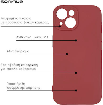 Sonique Umschlag Rückseite Silikon / Stoff Burgundisch (Redmi Note 13 Pro 5G / Poco X6)