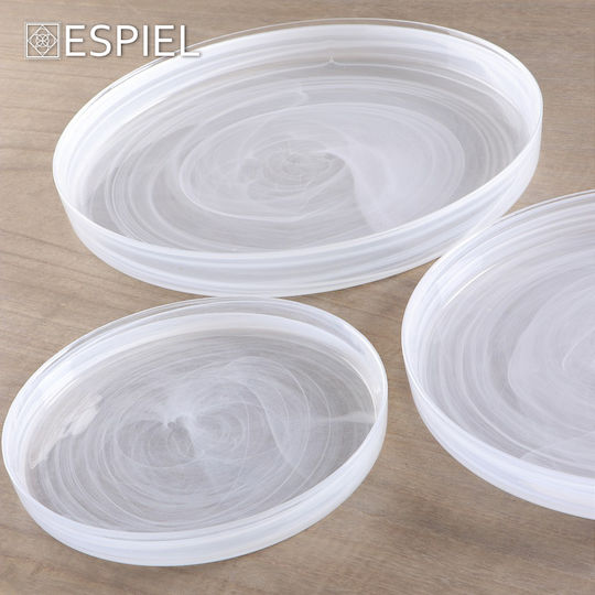 Espiel Atlas Alabaster Plate Shallow Oval Glass White 21x16.5cm