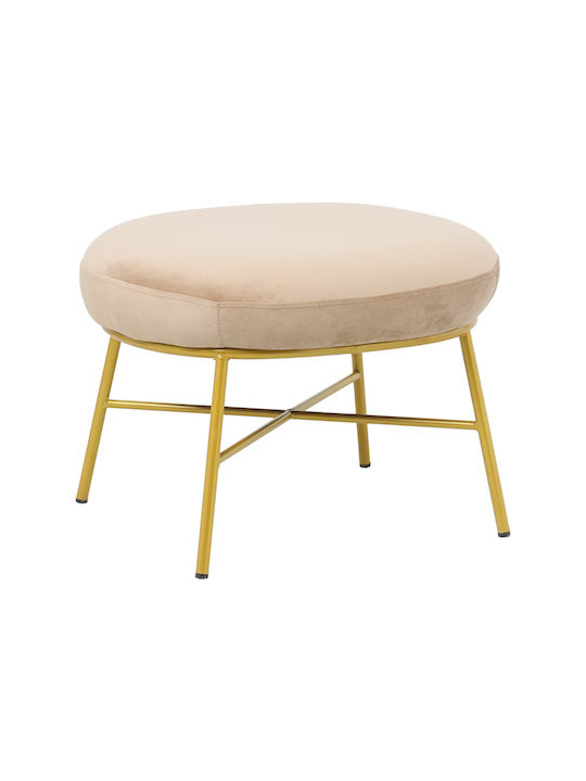 Stool For Living Room Upholstered with Velvet Susanna Beige-foot Gold 56x47x40cm