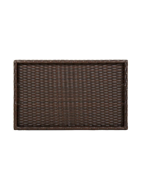 Auxiliary Outdoor Foldable Table with Rattan Surface and Metal Frame Natural 65x40x75cm
