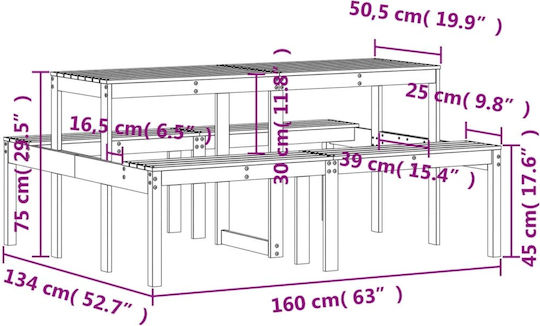 Wooden Masa pentru spații exterioare CAFE 160x134x75buc