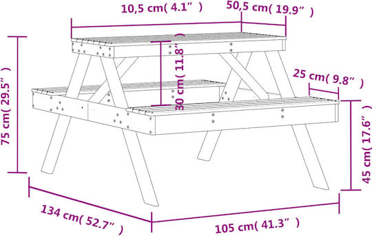 Outdoor Dinner Free Standing Wood Table White 105x134x75cm