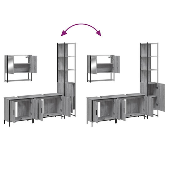 vidaXL Πάγκος με Νιπτήρα & Καθρέπτη Μ60xΒ16xΥ60cm Γκρι