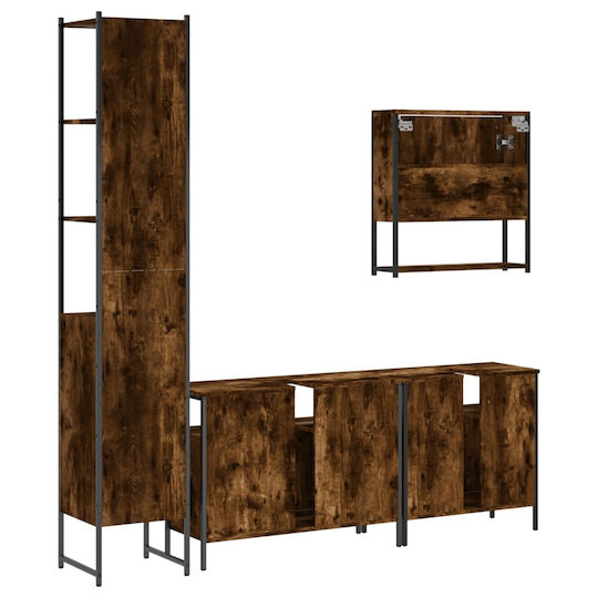 vidaXL Waschtisch mit Waschbecken & Spiegel L60xB16xH60cm Coffee