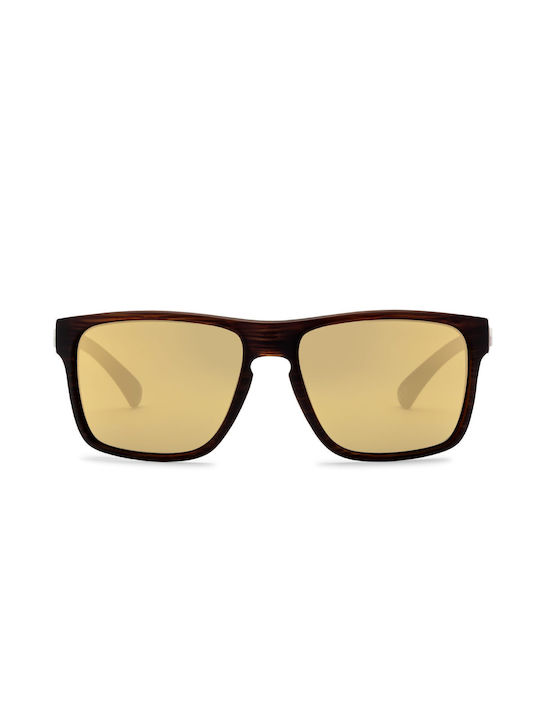 Volcom Trick Men's Sunglasses with Brown Plastic Frame and Yellow Mirror Lens VE01606137-000