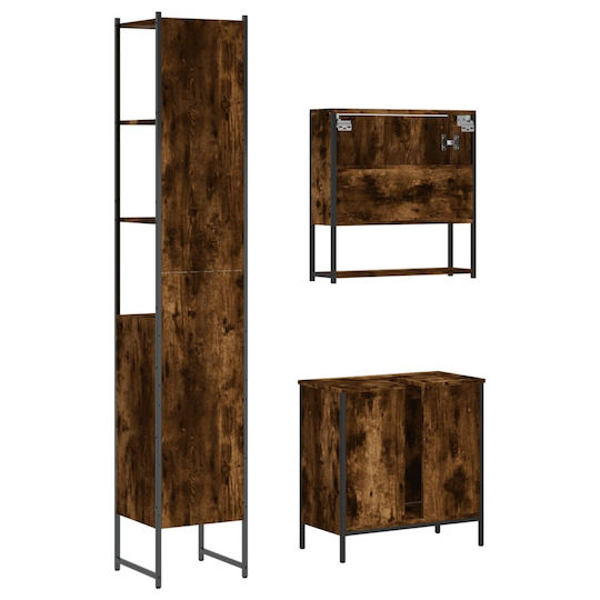 vidaXL Πάγκος με Νιπτήρα & Καθρέπτη Μ60xΒ16xΥ60cm Καφέ