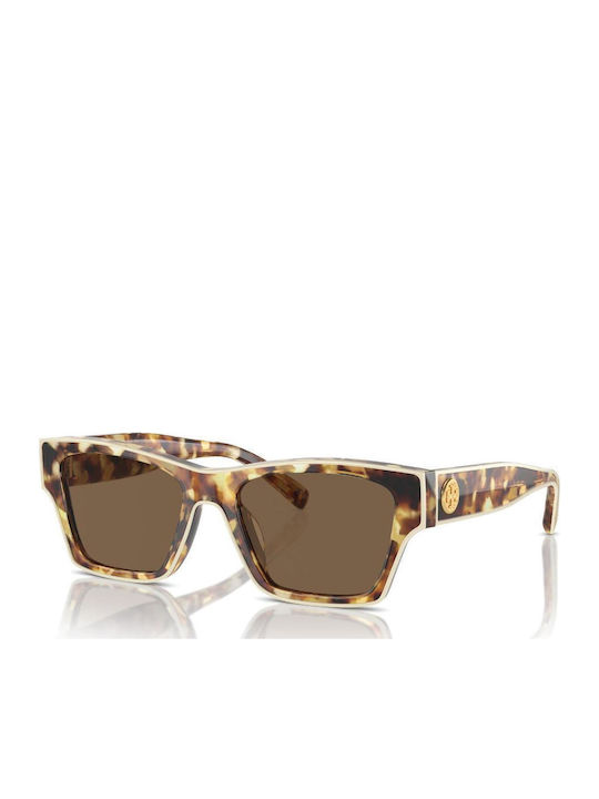 Tory Burch Damen Sonnenbrille mit Braun Schildkröte Kunststoff Gestell und Braun Linse TY7207U-199873
