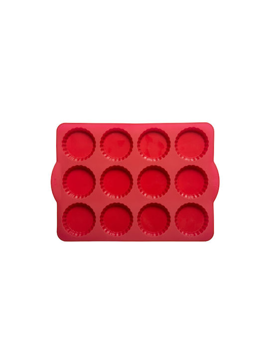 Formă de Patiserie pentru Tartă din Silicon 12 Locuri 33.5x27x2buc Red 1buc