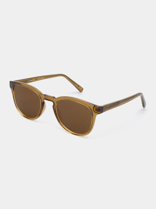 A.Kjaerbede Bate Sunglasses with Yellow Plastic Frame and Brown Lens KL1940-15