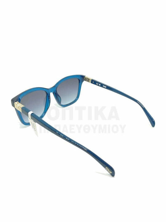Tous Women's Sunglasses with Blue Plastic Frame and Gray Gradient Lens STOB88 0W47