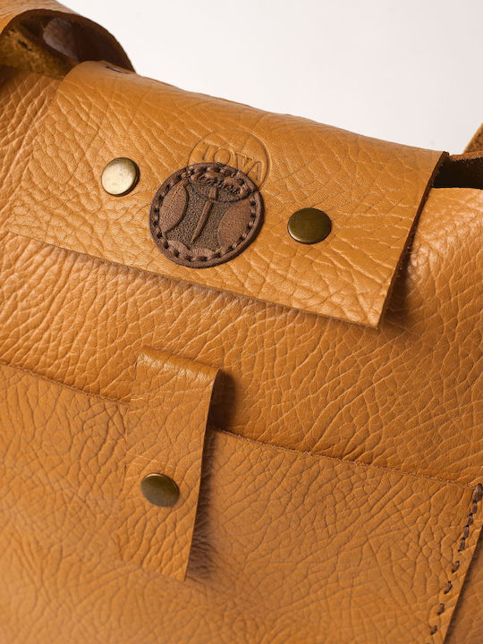 Leder Damentasche Schultertasche Gelb