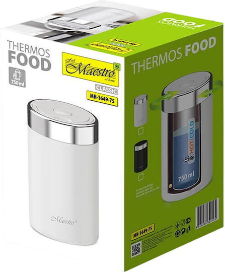 Maestro Кутия За Храна Inox Термос Бял 750ml