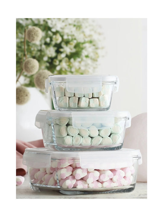Kosova Cutie pentru Mâncare Sticlă Transparent 3buc