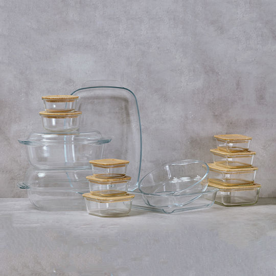 Nava Microwave Glass Lunch Box Transparent 1500ml