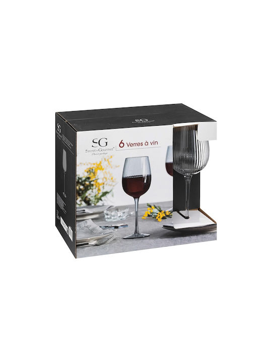 Secret de Gourmet Midnight Set of Glasses for Red Wine made of Glass Stemmed 380ml 6pcs
